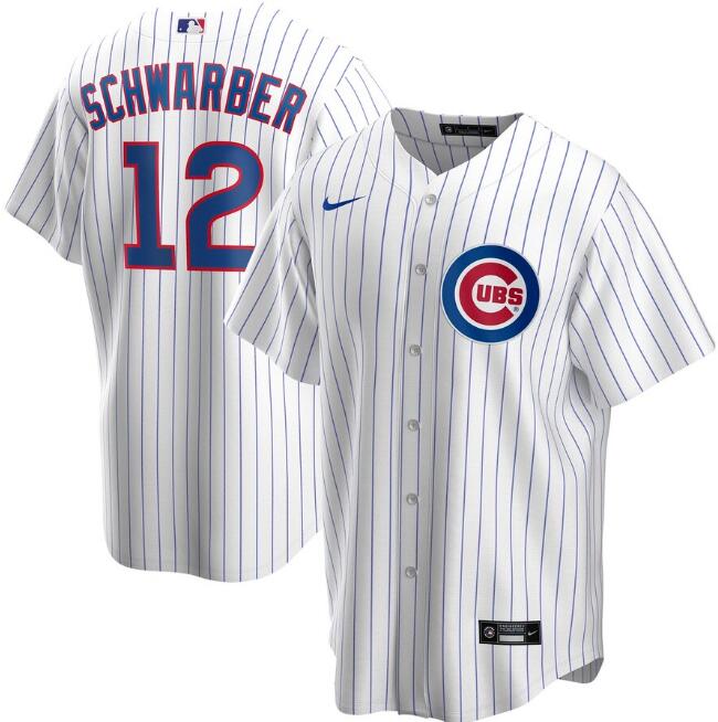Men's Chicago Cubs #12 Kyle Schwarber White Cool Base Stitched MLB Jersey
