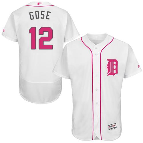 Tigers #12 Anthony Gose White Flexbase Authentic Collection 2016 Mother's Day Stitched MLB Jersey