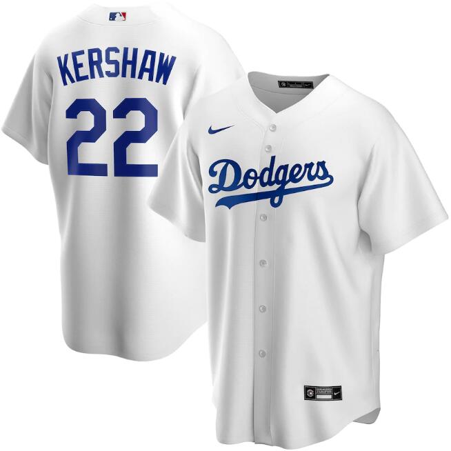 Men's Los Angeles Dodgers #22 Clayton Kershaw White Cool Base Stitched Jersey