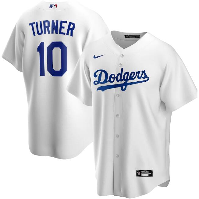 Men's Los Angeles Dodgers #10 Justin Turner White Cool Base Stitched Jersey