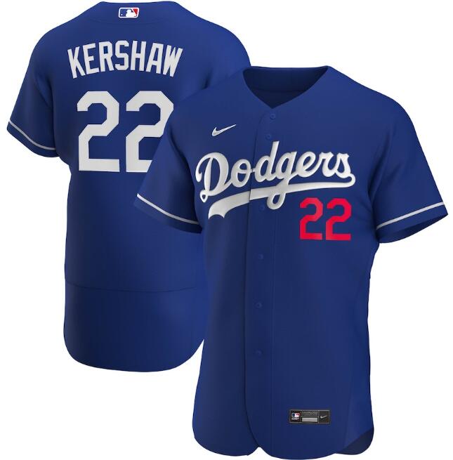 Men's Los Angeles Dodgers #22 Clayton Kershaw Blue Flex Base Stitched Jersey