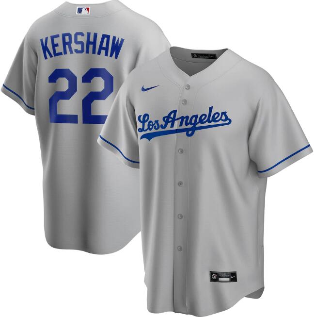 Men's Los Angeles Dodgers #22 Clayton Kershaw Grey Flex Base Stitched Jersey