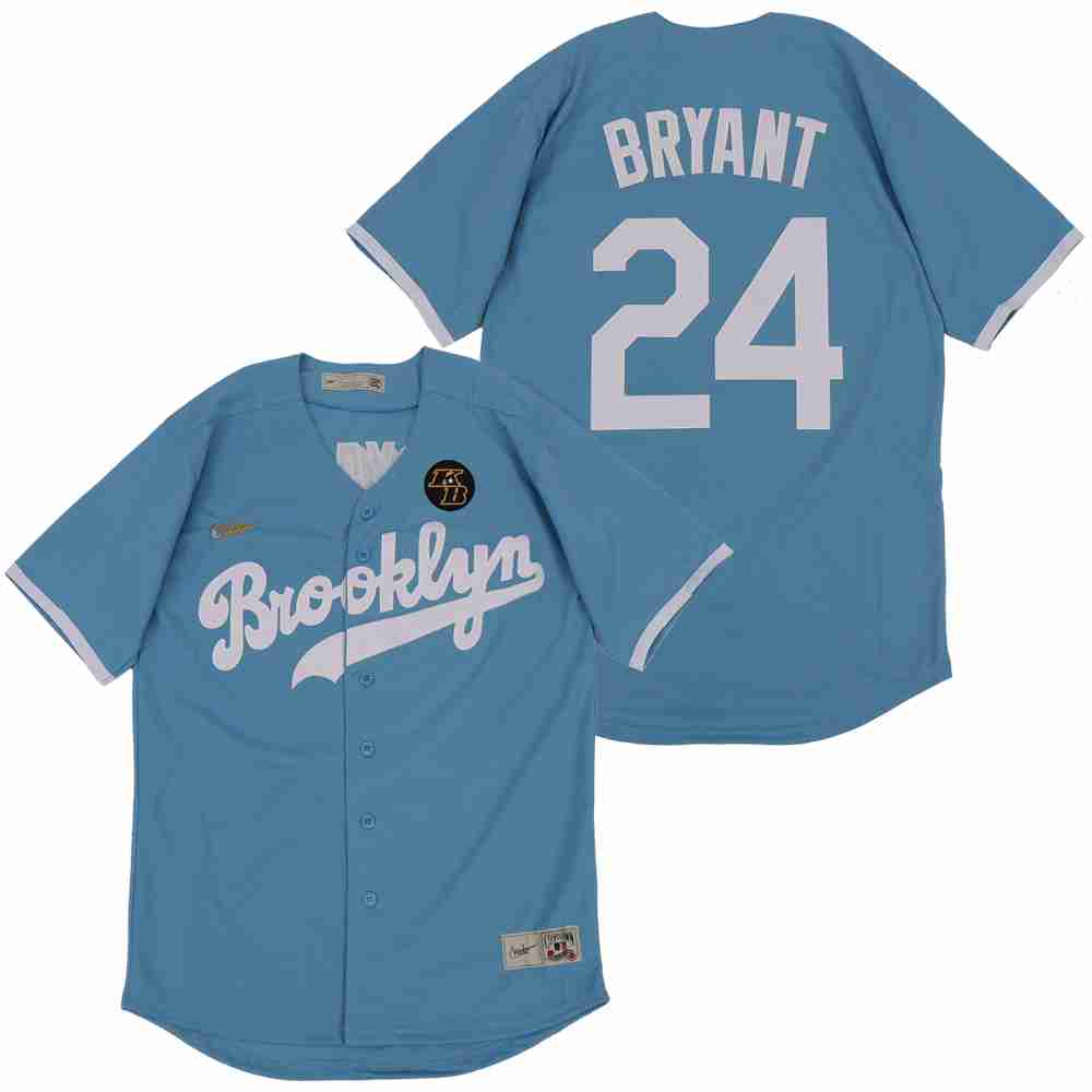 Men's Los Angeles Dodgers #24 Kobe Bryant Blue With KB Patch Cool Base Stitched Jersey