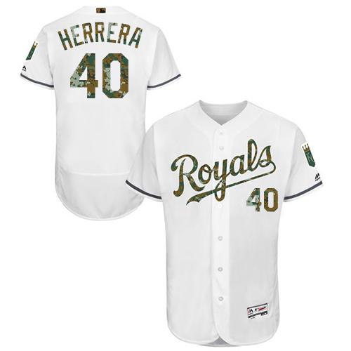 Royals #40 Kelvin Herrera White Flexbase Authentic Collection 2016 Memorial Day Stitched MLB Jersey