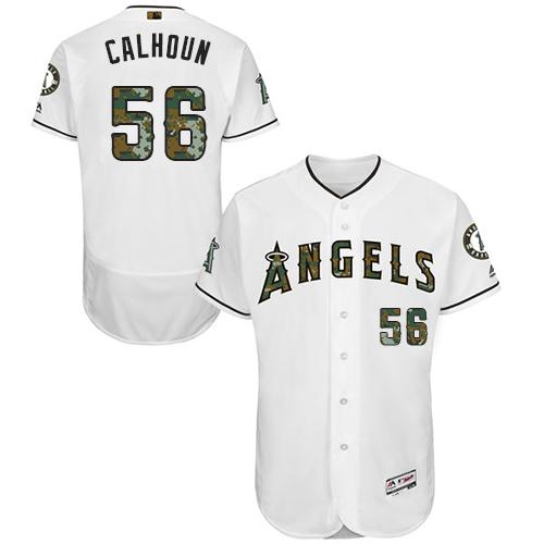 Angels of Anaheim #56 Kole Calhoun White Flexbase Authentic Collection 2016 Memorial Day Stitched MLB Jersey