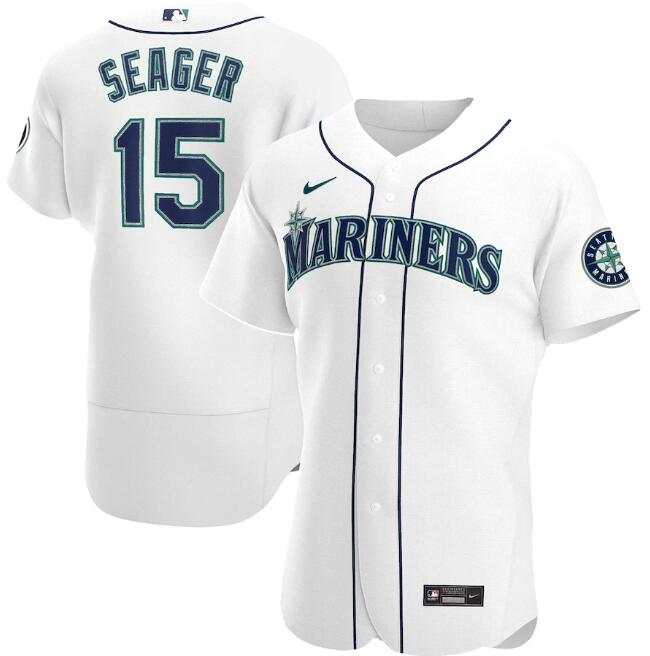 Men's Seattle Mariners #15 Kyle Seager White Flex Base Stitched jersey