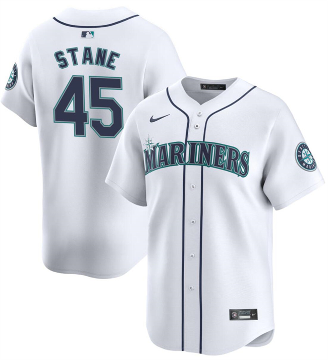 Men's Seattle Mariners #45 Ryne Stanek White 2024 Home Limited Stitched jersey