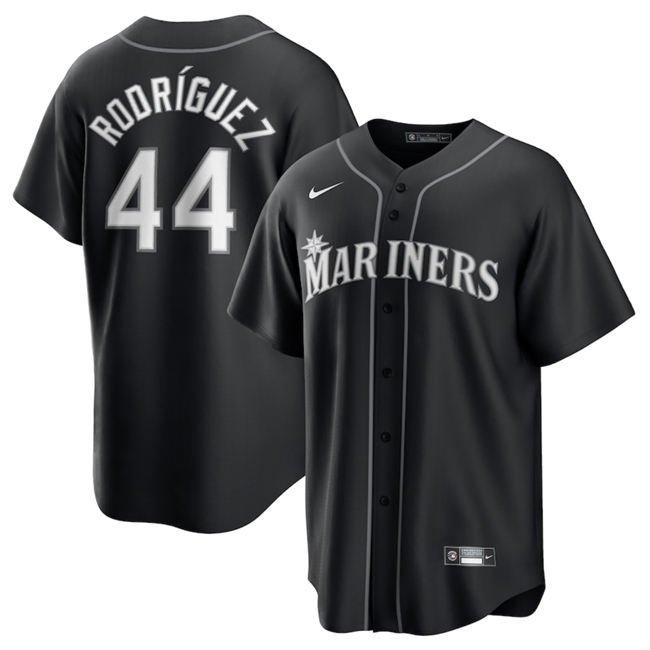 Men's Seattle Mariners #44 Julio Rodríguez Black Lights Out Limited Stitched Baseball Jersey