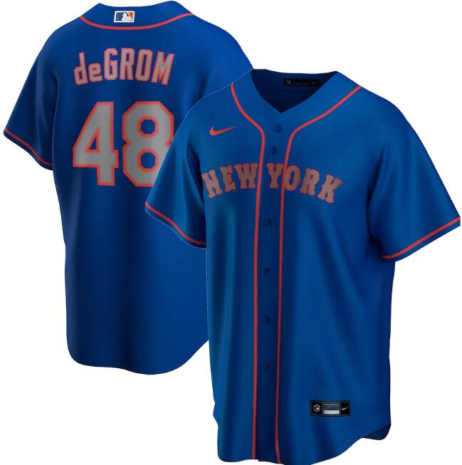 Men's New York Mets #48 Jacob deGrom New Blue Cool Base Stitched Jersey