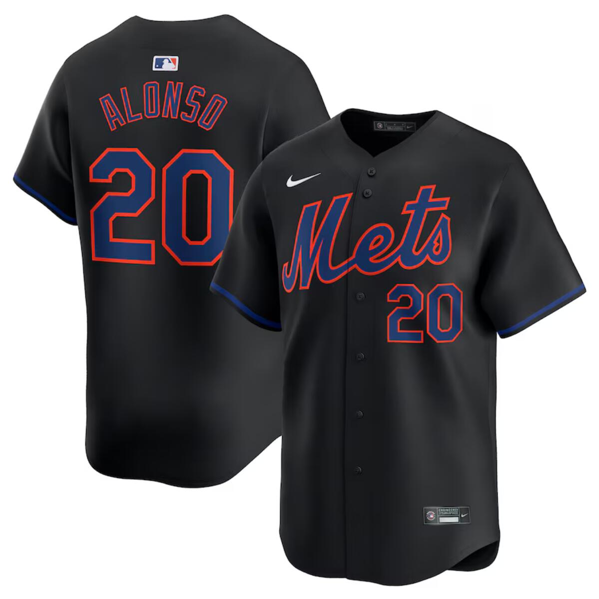 Men's New York Mets #20 Pete Alonso Black 2024 Alternate Limited Stitched Baseball Jersey