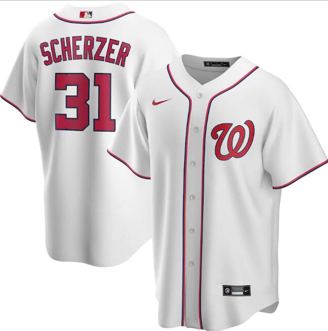 Men's Washington Nationals #31 Max Scherzer White Cool Base Stitched Jersey