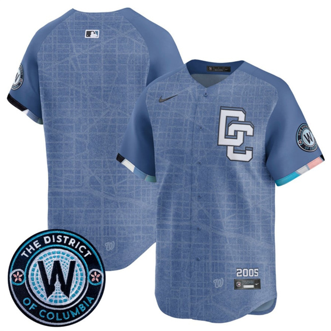 Men's Washington Nationals Blank Blue 2025 City Connect Limited Stitched Baseball Jersey