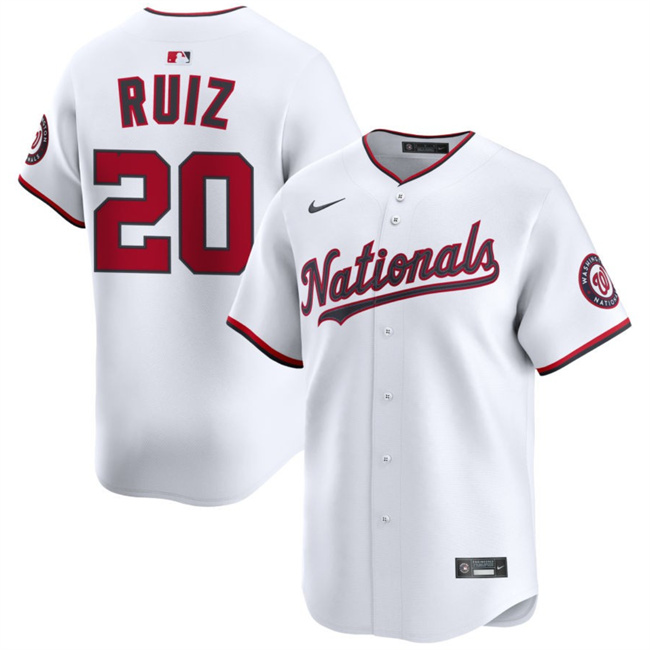 Men's Washington Nationals #20 Keibert Ruiz White 2025 Home Limited  Stitched Baseball Jersey