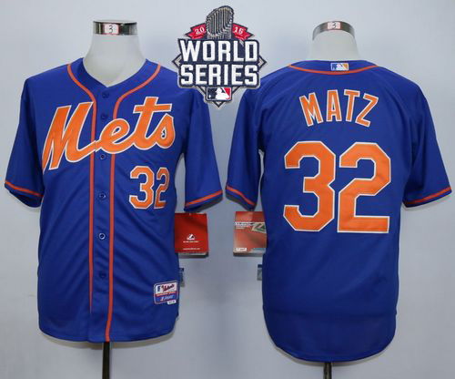 Mets #32 Steven Matz Blue Alternate Home Cool Base W/2015 World Series Patch Stitched MLB Jersey