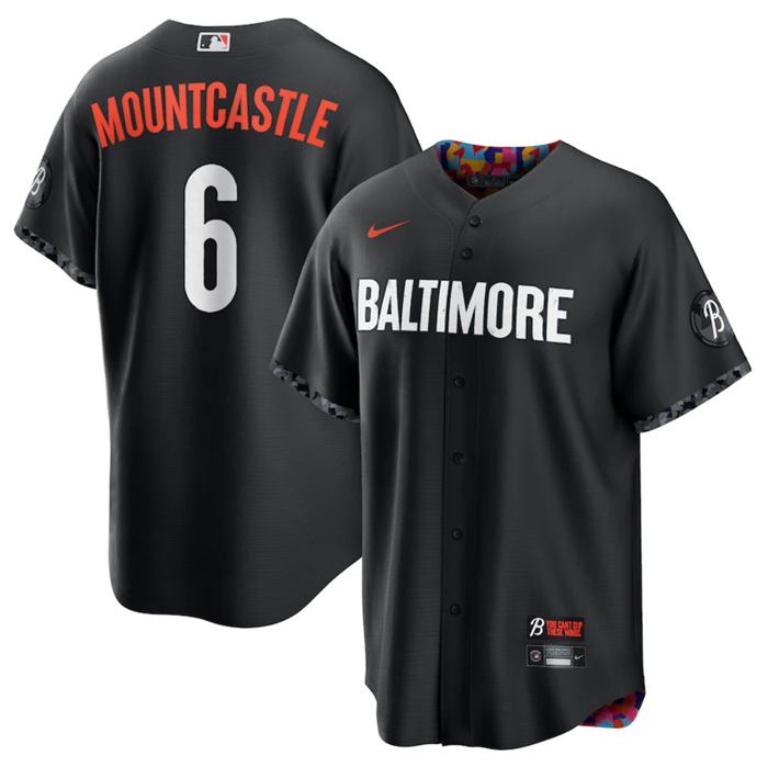 Men's Baltimore Orioles #6 Ryan Mountcastle Black 2023 City Connect Cool Base Stitched Baseball Jersey