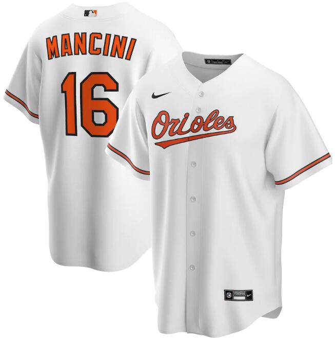 Men's Baltimore Orioles #16 Trey Mancini White Cool Base Stitched Jersey