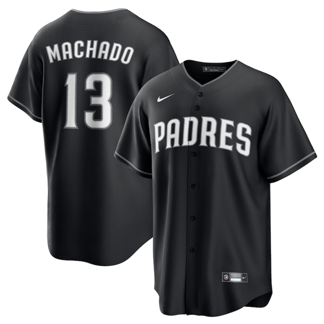 Men's San Diego Padres #13 Manny Machado Black Lights Out Limited Stitched Baseball Jersey