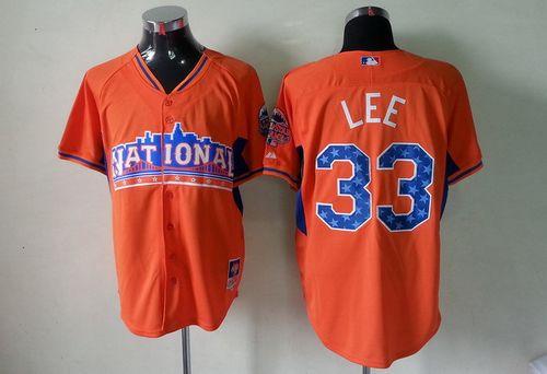 Phillies #33 Cliff Lee Orange All-Star 2013 National League Stitched MLB Jersey