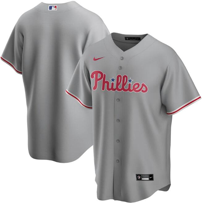 Men's Philadelphia Phillies Blank Grey Cool Base Stitched Jersey