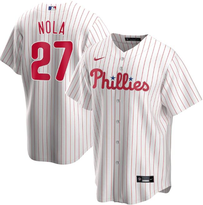 Men's Philadelphia Phillies #27 Aaron Nola White Cool Base Stitched Jersey