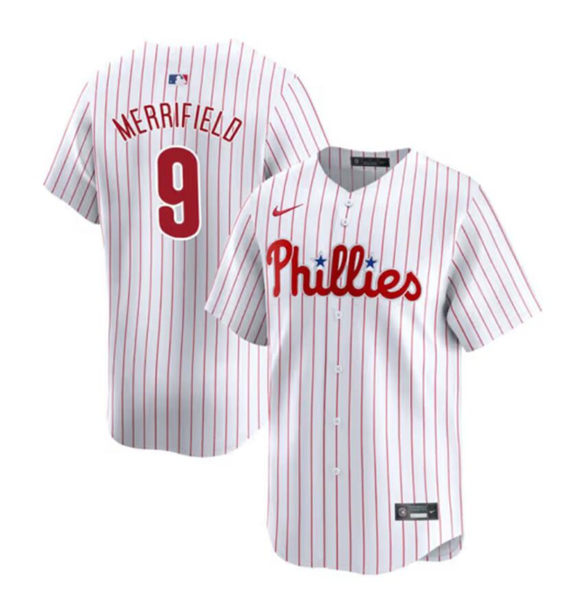 Men's Philadelphia Phillies #9 Whit Merrifield White 2024 Home Limited Stitched Jersey