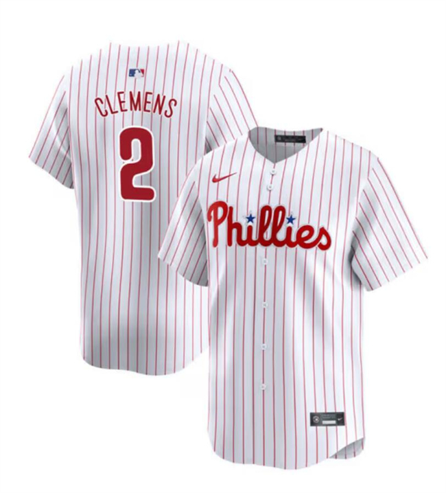 Men's Philadelphia Phillies #2 Kody Clemens White 2024 Home Limited Stitched Jersey