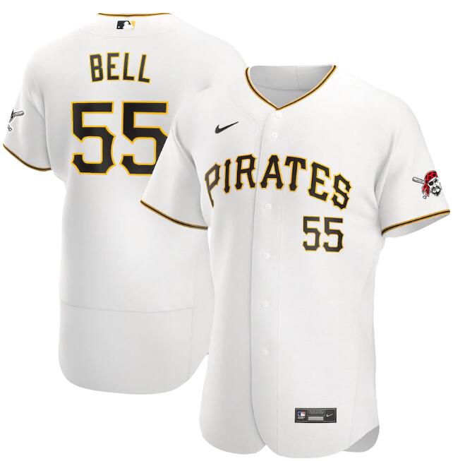 Men's Pittsburgh Pirates #55 Josh Bell White Flex Base Stitched Jersey
