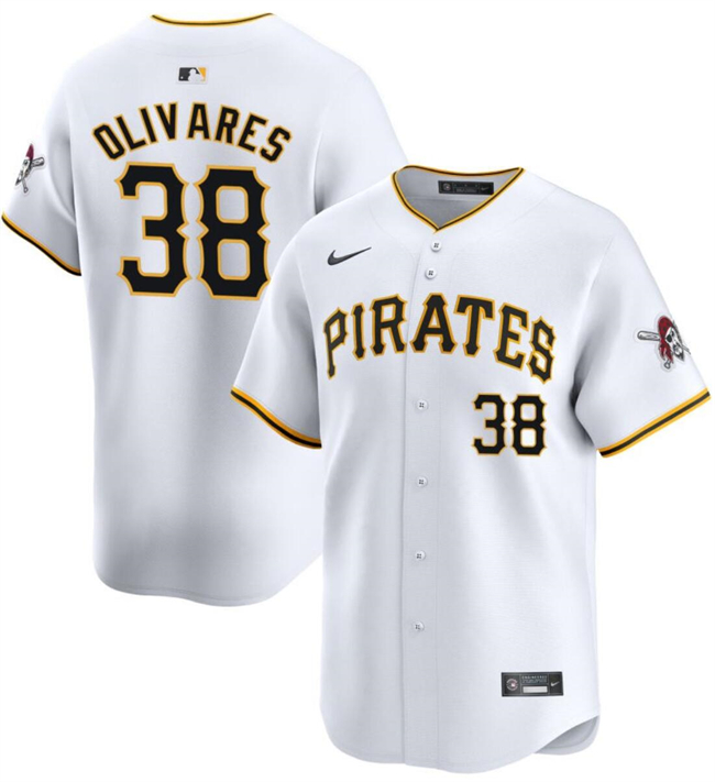 Men's Pittsburgh Pirates #38 Edward Olivares White 2024 Home Limited Stitched Baseball Jersey