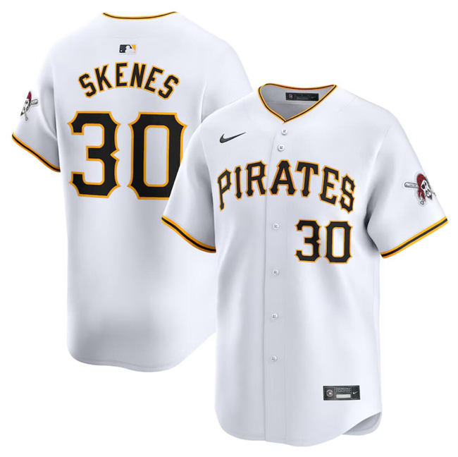Men's Pittsburgh Pirates #30 Paul Skenes White 2024 Home Limited Stitched Baseball Jersey