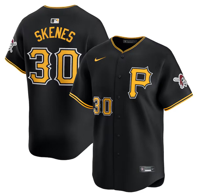 Men's Pittsburgh Pirates #30 Paul Skenes Black 2024 Alternate Limited Stitched Baseball Jersey