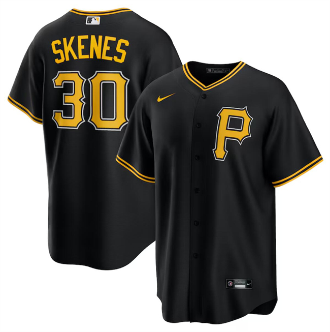 Men's Pittsburgh Pirates #30 Paul Skenes Black Cool Base Stitched Baseball Jersey