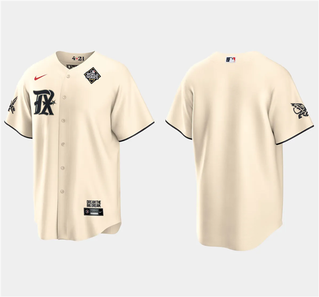 Men's Texas Rangers Blank Cream 2023 World Series City Connect Stitched Baseball Jersey