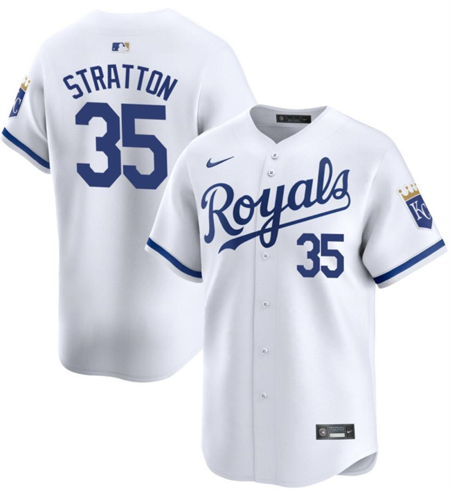 Men's Kansas City Royals #35 Chris Stratton White 2024 Home Limited Stitched Baseball Jersey