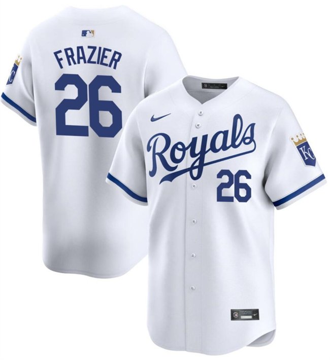 Men's Kansas City Royals #26 Adam Frazier White 2024 Home Limited Stitched Baseball Jersey