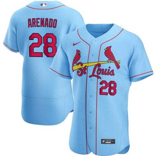 Men's St. Louis Cardinals #28 Nolan Arenado Blue Flex Base Stitched Jersey