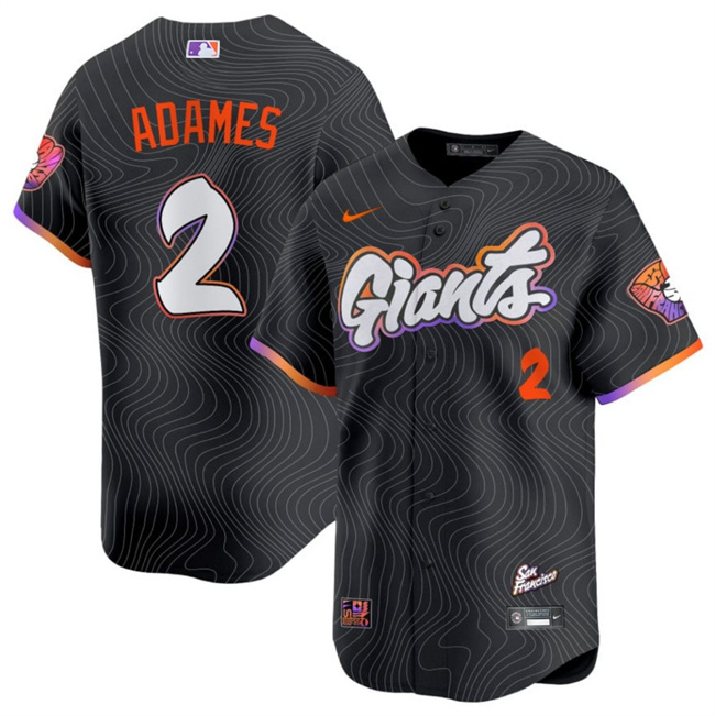 Men's San Francisco Giants #2 Willy Adames Anthracite 2025 City Connect Limited Stitched Baseball Jersey