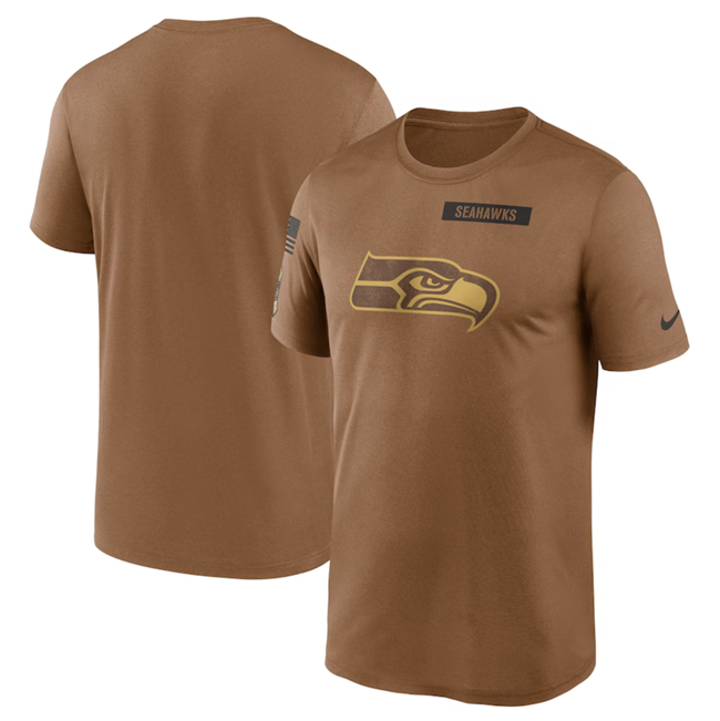 Men's Seattle Seahawks 2023 Brown Salute To Service Legend Performance T-Shirt