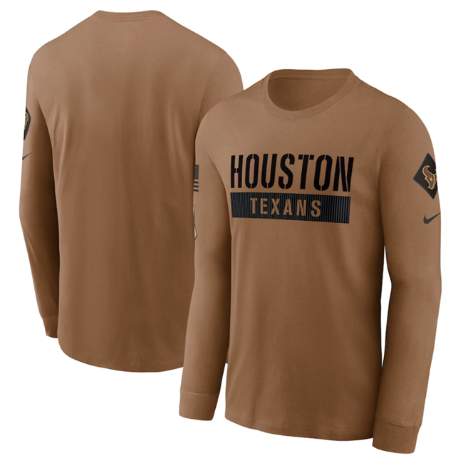 Men's Houston Texans 2023 Brown Salute To Service Long Sleeve T-Shirt