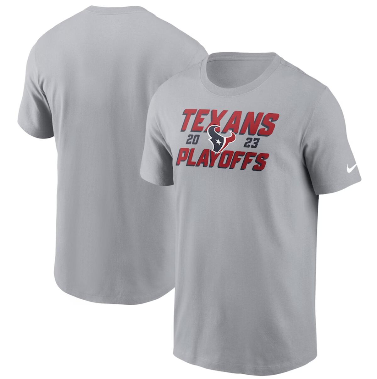 Men's Houston Texans Gray 2023 NFL Playoffs Iconic T-Shirt