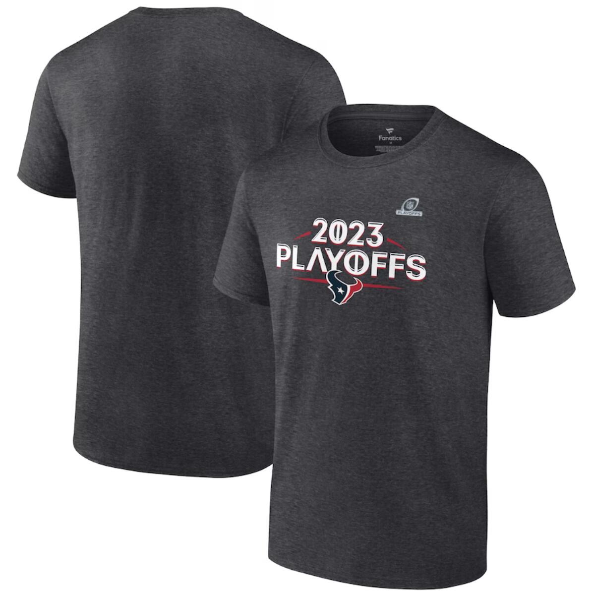 Men's Houston Texans Heather Charcoal 2023 NFL Playoffs Ready T-Shirt