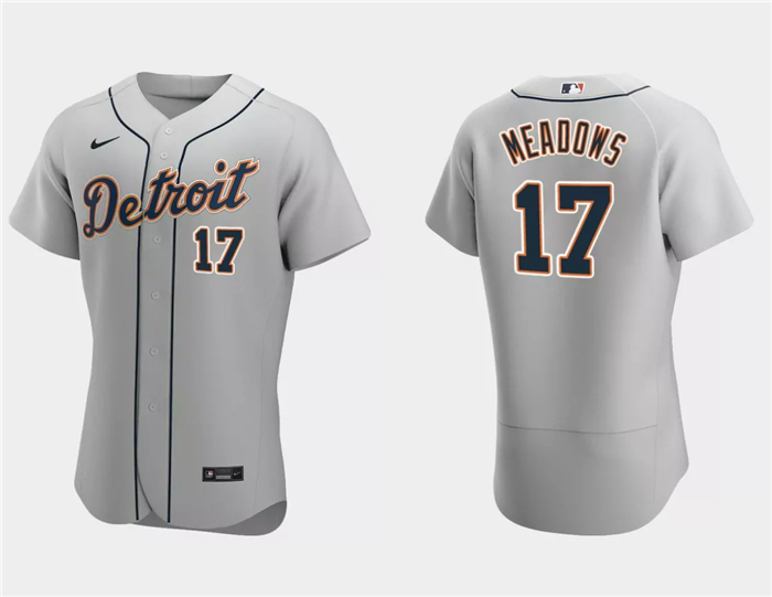 Men's Detroit Tigers #17 Austin Meadows Grey Flex Base Stitched Jersey