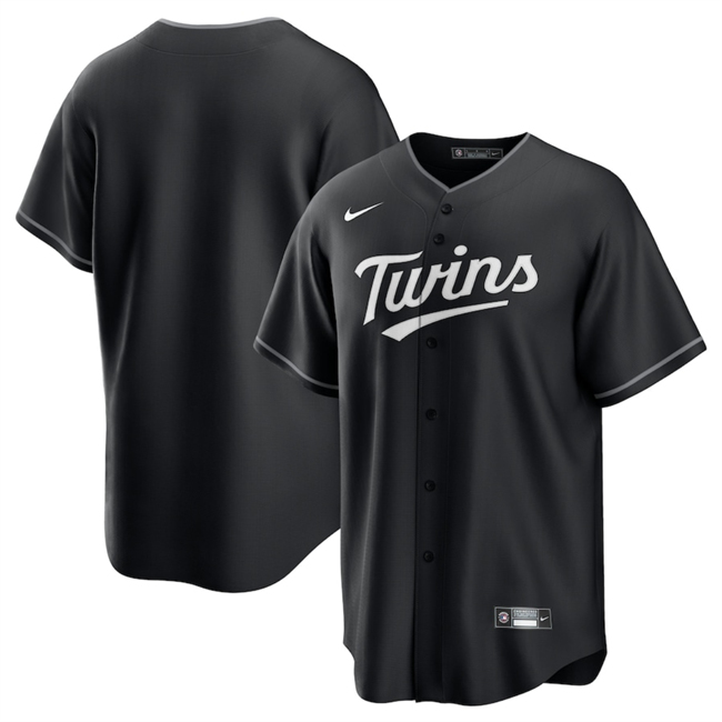 Men's Minnesota Twins Blank Black Lights Out Limited Stitched Baseball Jersey