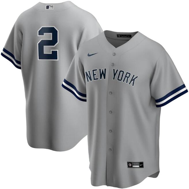 Men's New York Yankees #2 Derek Jeter New Grey Cool Base Stitched Jersey