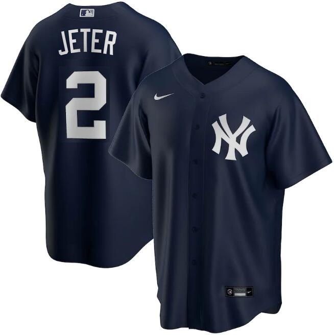 Men's New York Yankees #2 Derek Jeter Navy Cool Base Stitched Jersey
