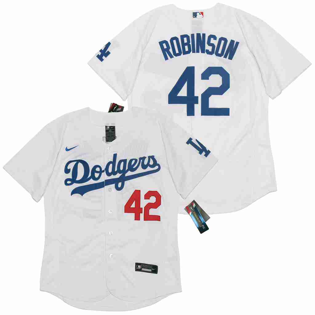 Men's Los Angeles Dodgers #42 Jackie Robinson White Cool Base Stitched Jersey