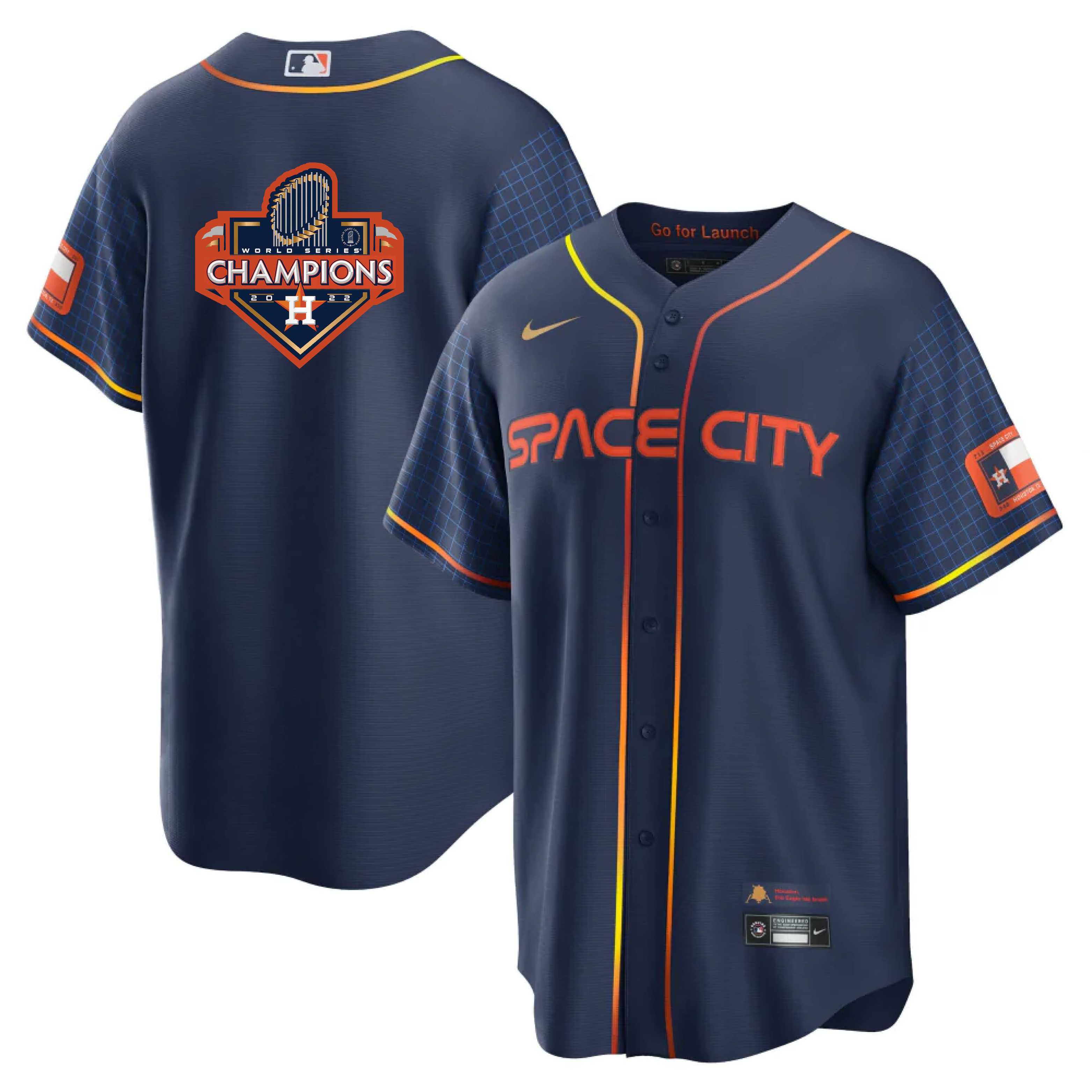 Men's Houston Astros Navy 2022 World Series Champions Team Big Logo City Connect Cool Base Stitched Jersey