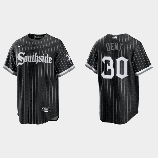 Men's Chicago White Sox #30 Bucky Dent Black 2021 City Connect Cool Base Stitched Jersey