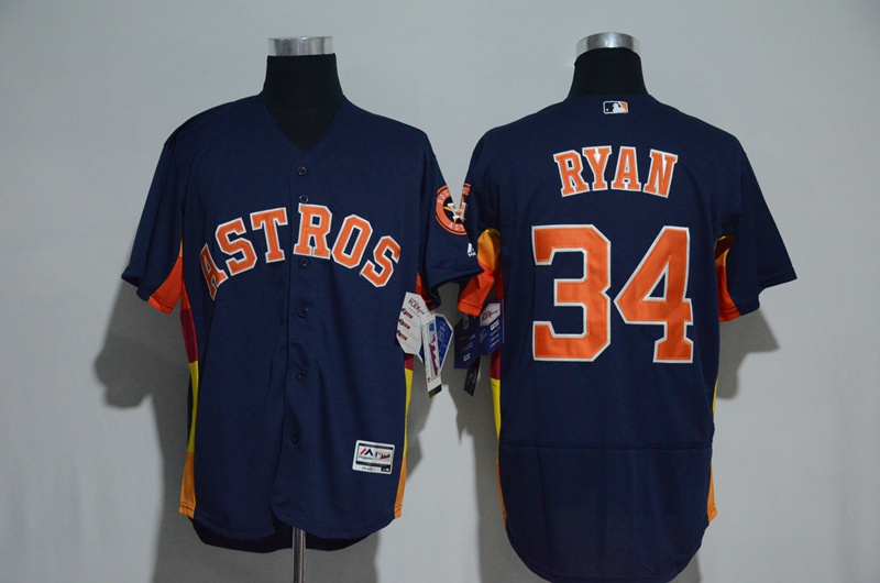 Men's Houston Astros #34 Nolan Ryan Majestic Alternate Navy Flex Base Authentic Collection Stitched MLB Jersey