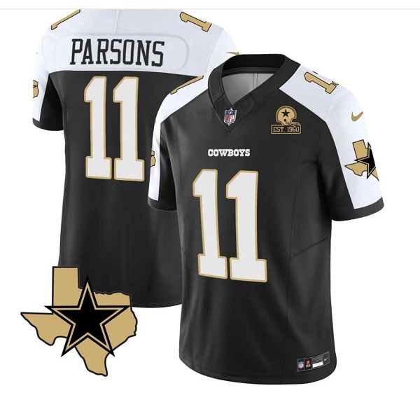 Men's Dallas Cowboys #11 Micah Parsons 2023 F.U.S.E. Black/White With Established In 1960 Patch Stitched Football Jersey