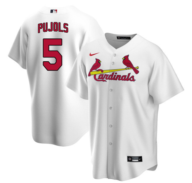 Men's St. Louis Cardinals #5 Albert Pujols White Cool Base Stitched Jersey
